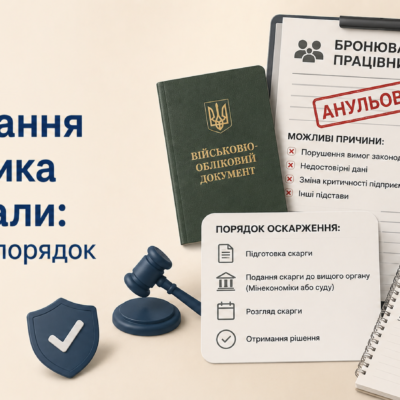 Бронювання працівника анулювали: причини та порядок оскарження